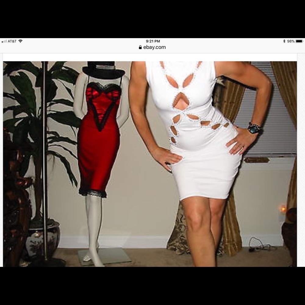 Very sexy white mini dress with cut outs , small